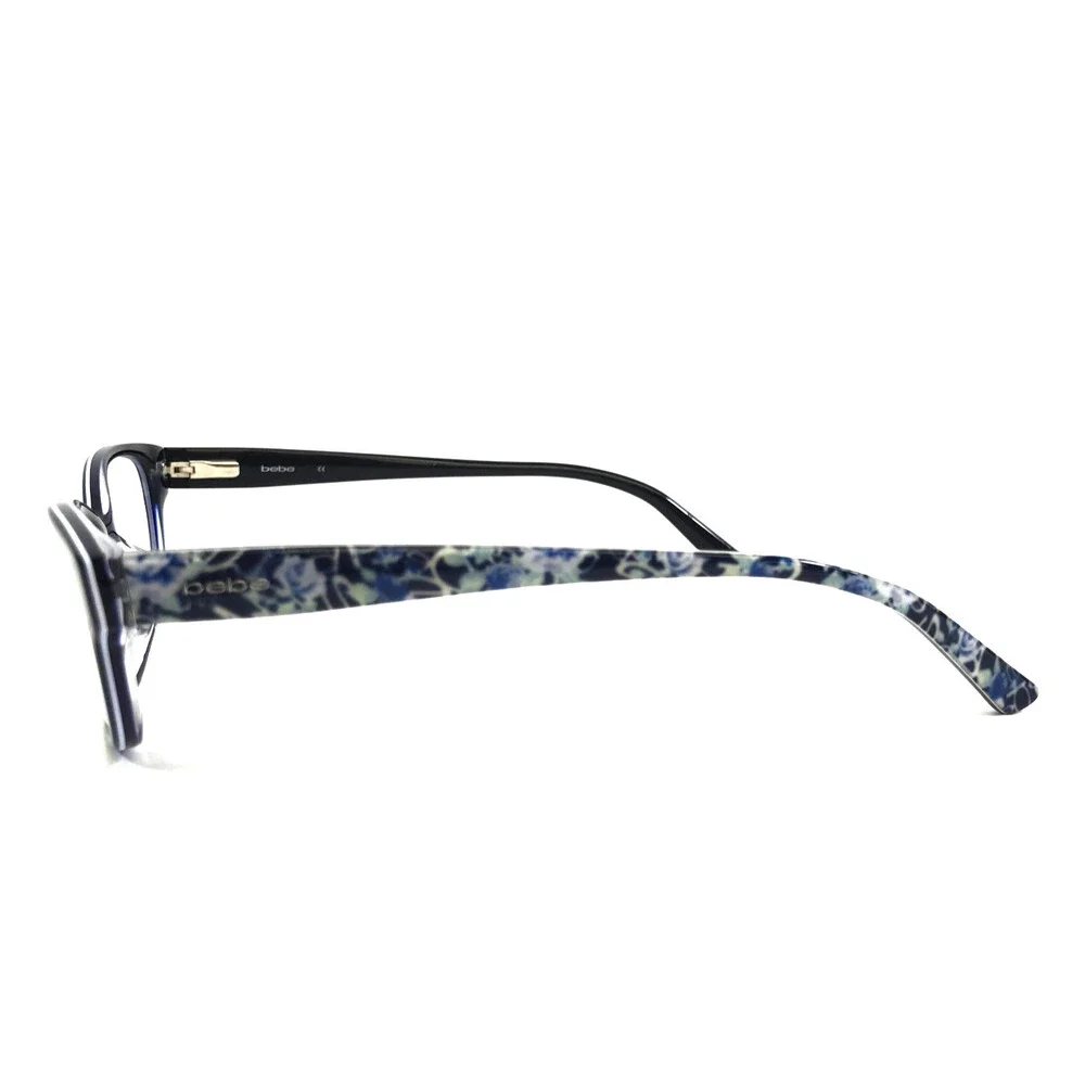 Bebe Eyeglasses Frames BB5183 410 NAVY Blue White Rectangle Floral 51-16-135